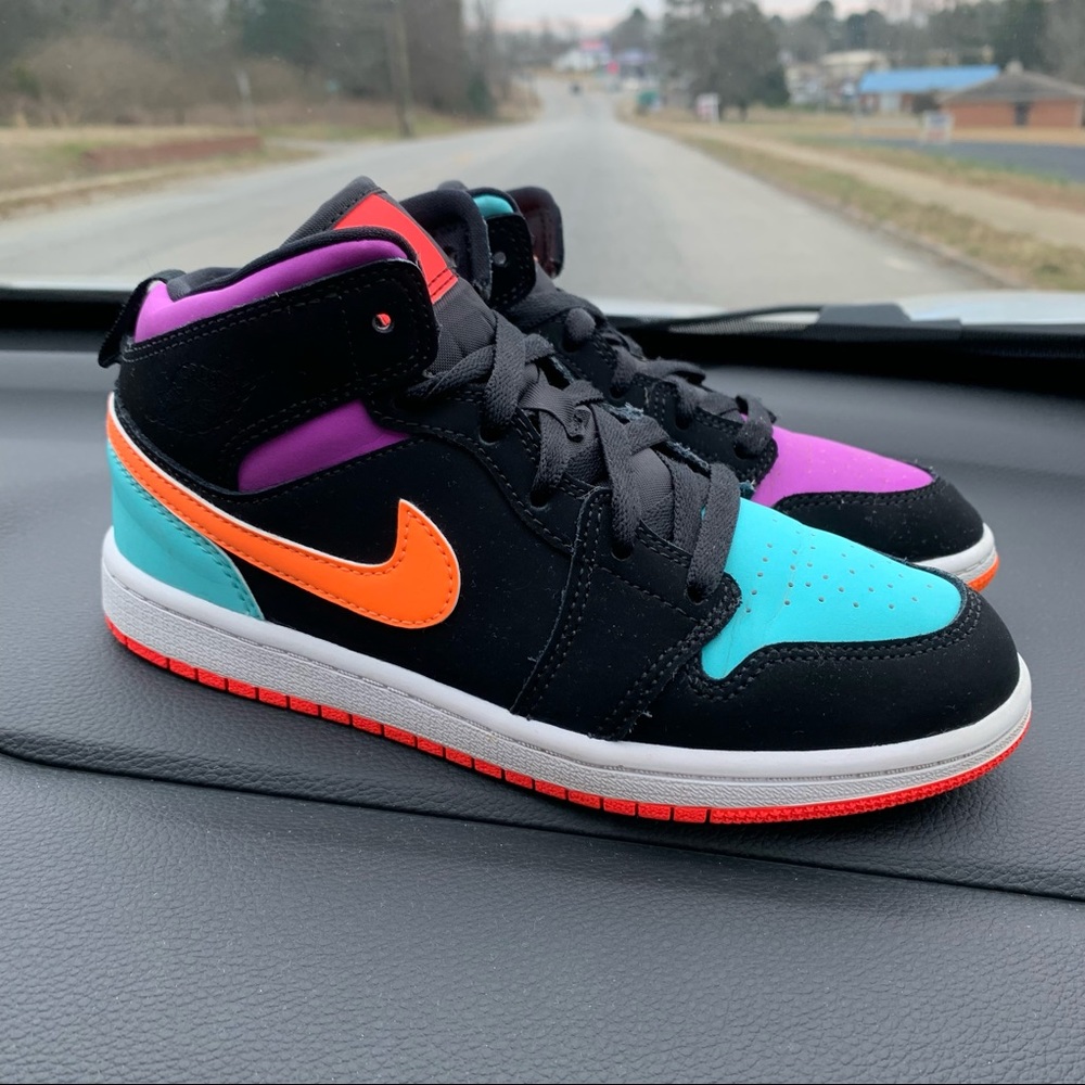 Nike Air Jordan 1 Mid PS Black Multicolor 640734-083 Sneakers Shoes Size 2Y